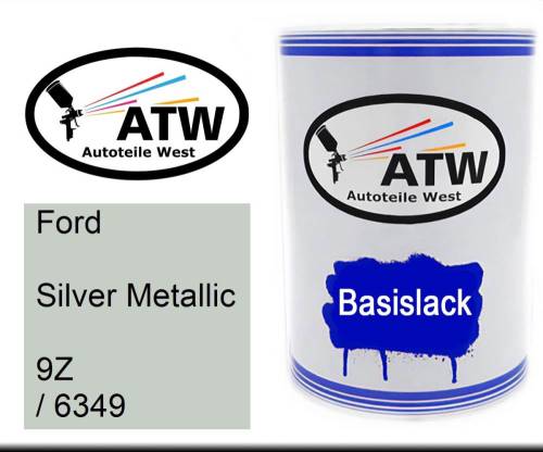 Ford, Silver Metallic, 9Z / 6349: 500ml Lackdose, von ATW Autoteile West.